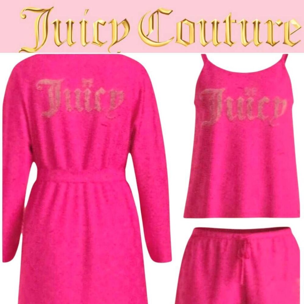 Juicy Couture Rhinestone Logo JC Embossed 3-PC Sleepwear/Robe Set‎